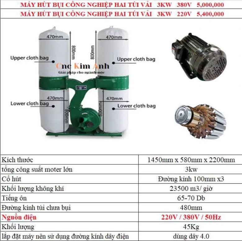 Máy Hút Bụi Công Nghiệp 3kW 